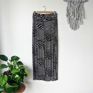 H&M Zebra Print Palazzo Wide Leg Pants Black Tan